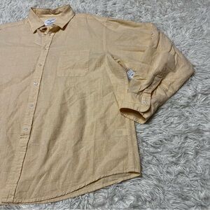 Casuals Men’s Linen Blend Orange Long Sleeve Button Down Shirt Sze XL fall ready